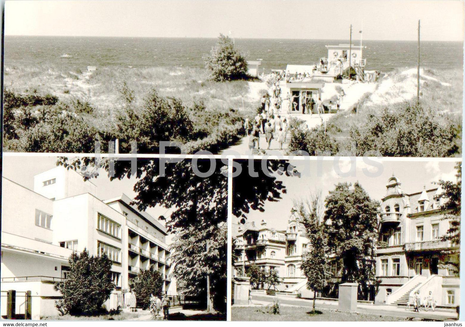 Swinoujscie - Wejscie na plaze - Dom wypoczynkowy Ewunia - ulica Orkana - beach - street - multiview - Poland - unused - JH Postcards