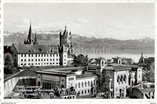 Lausanne - Cathedrale et Universite - cathedral - university - 10365 - old postcard - 1941 - Switzerland - used - JH Postcards