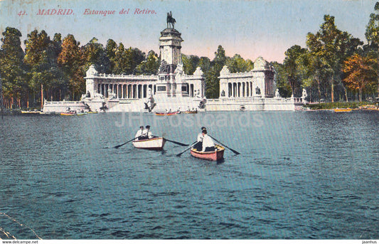 Madrid - Estanque del Retiro - boat - 42 - old postcard - 1932 - Spain - used - JH Postcards