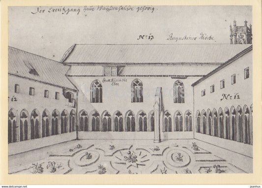 Zeichnung 1670 - cloister - Augustinerkloster zu Erfurt - DDR Germany - unused - JH Postcards