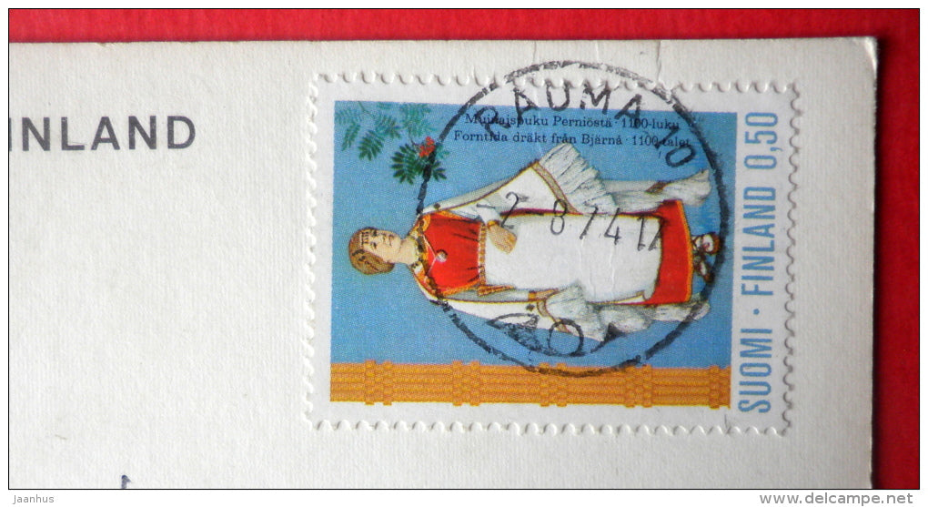 Timber Rafting - 2004 - national costumes - Finland - sent from Finland Rauma to Estonia USSR 1974 - JH Postcards