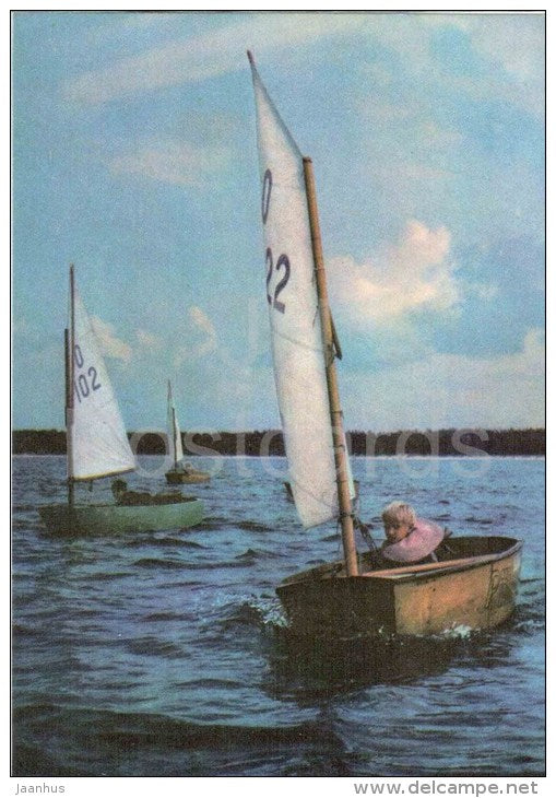 international Optimist class - dinghy - sailing boat - racing - sport - 1978 - Estonia USSR - unused - JH Postcards