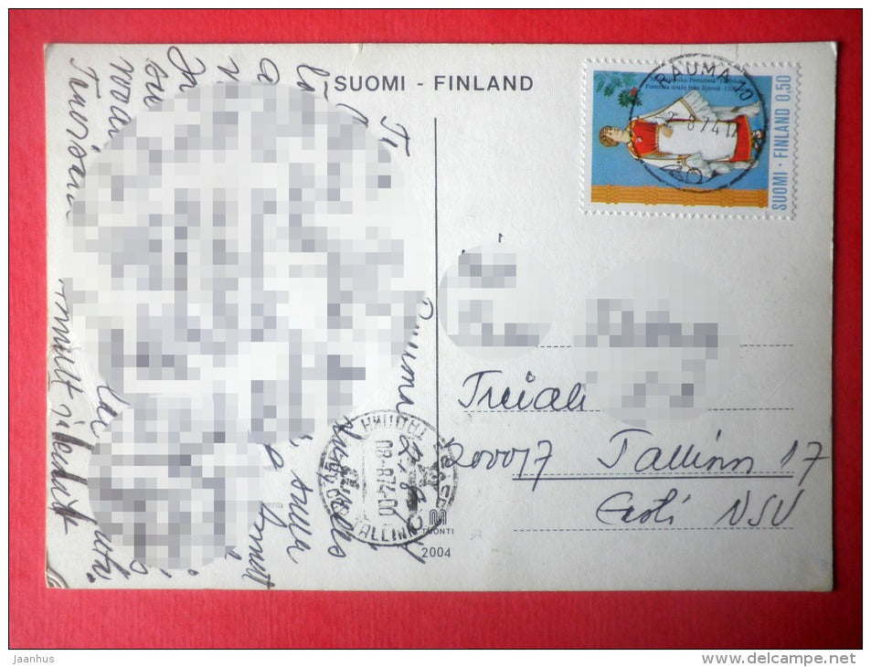 Timber Rafting - 2004 - national costumes - Finland - sent from Finland Rauma to Estonia USSR 1974 - JH Postcards