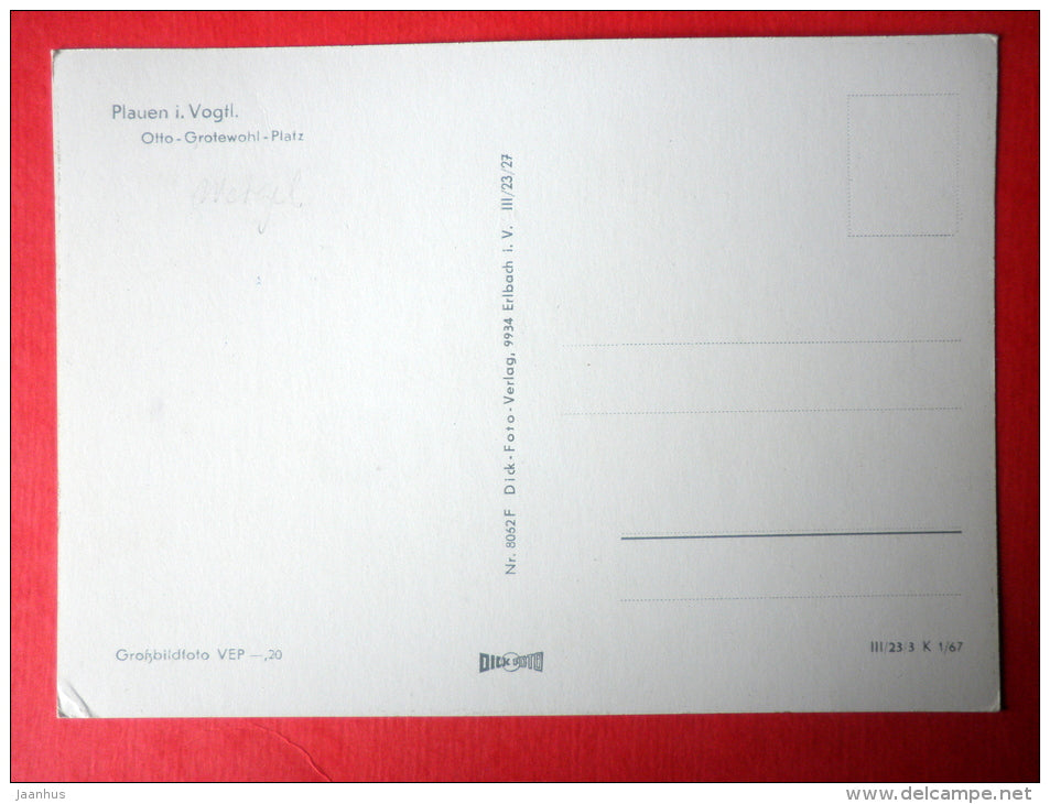 Otto Grotewahl Square - Plauen im Vogtland - 1967 - Germany DDR - unused - JH Postcards