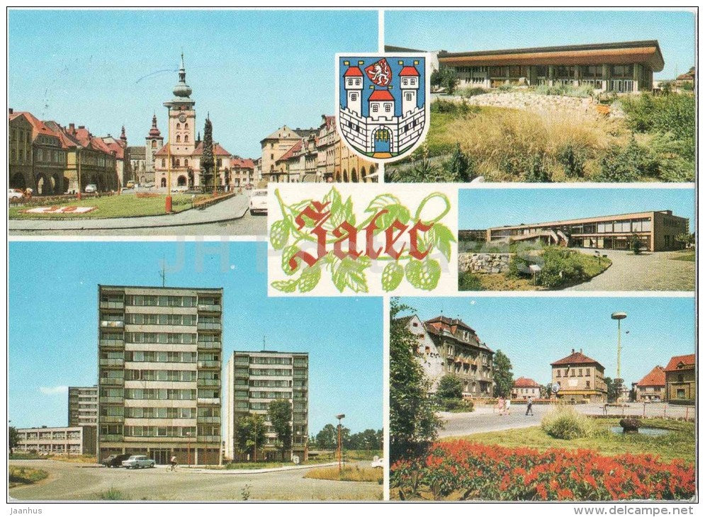 Zatec - Great October Socialist Revolution square - Social House - Moskva - Svermovo - Czechoslovakia - Czech - used - JH Postcards