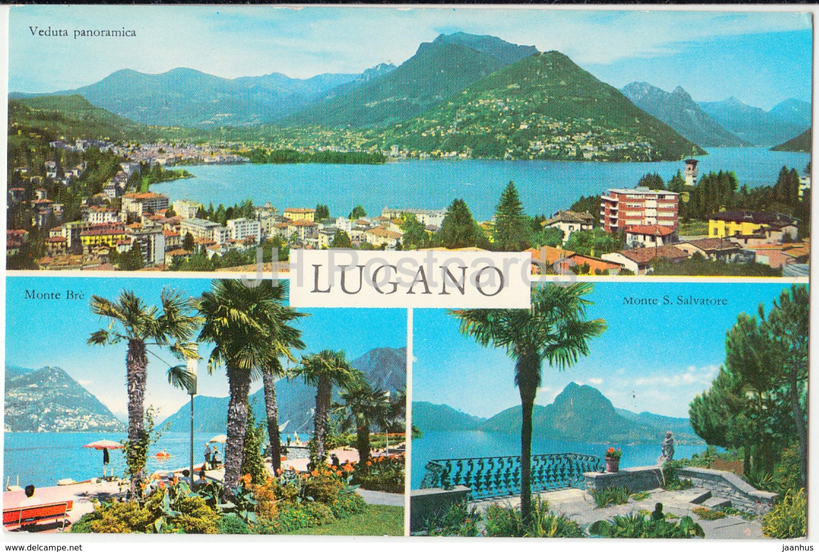 Lugano - Veduta Panoramico - Monte Bre - Monte S. Salvatore - multiview - 191 - Switzerland - 1966 - used - JH Postcards