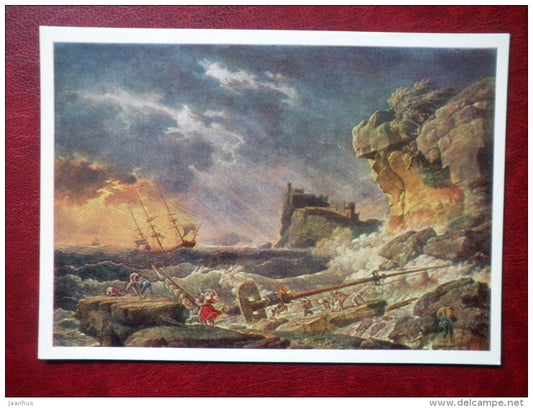 painting by Claude-Joseph Vernet , Shipwreck - french art - unused - JH Postcards