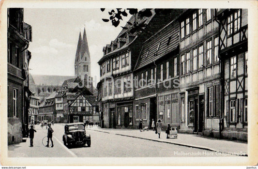 Halberstadt Harz - Groperstrasse - car - old postcard - 1953 - Germany - used - JH Postcards