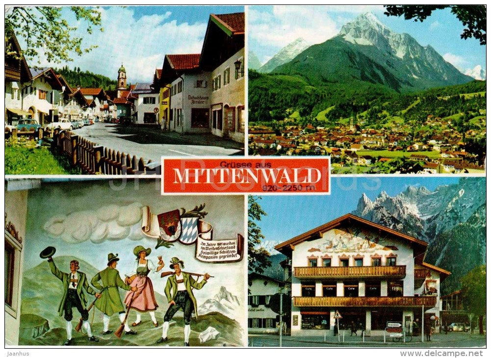 Grüsse aus Mittenwald - Höhenluftkurort - Obermarkt mit Pfarrkirche St. Peter und Paul - Germany - 1981 gelaufen - JH Postcards