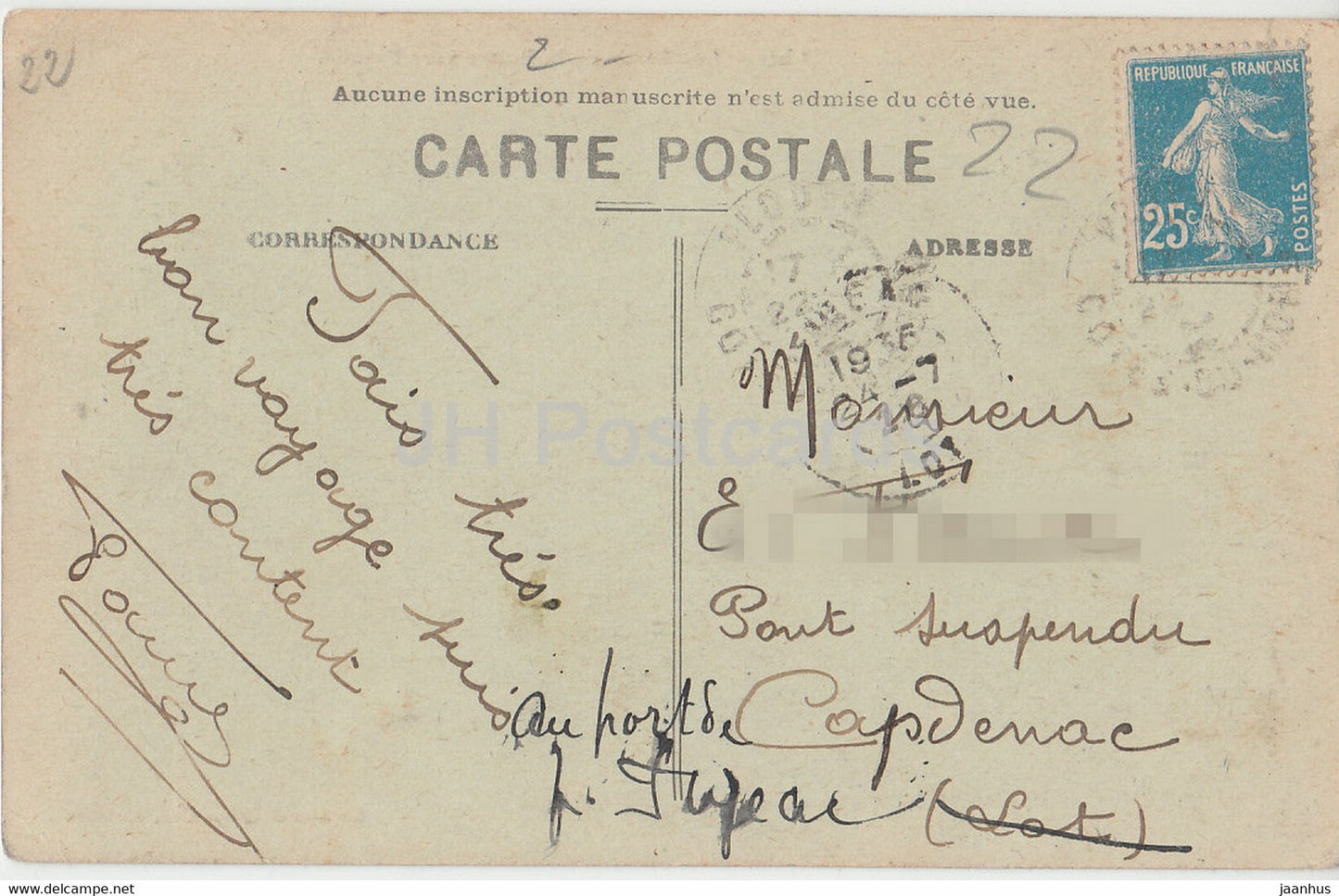 17 bis - Les Bords de la Rance vers Plouer - carte postale ancienne - 1926 - France - oblitéré