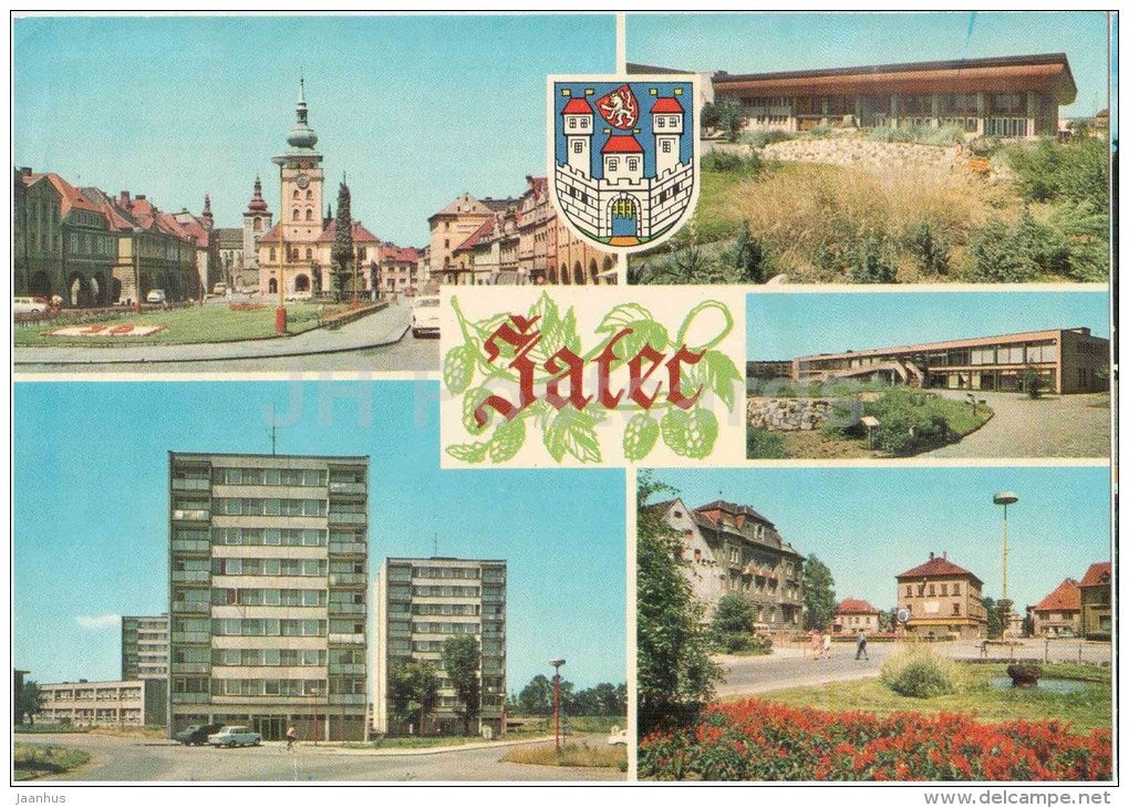 Zatec - 1 - Great October Socialist Revolution square - Social House - Moskva - Svermovo - Czechoslovakia - Czech - used - JH Postcards