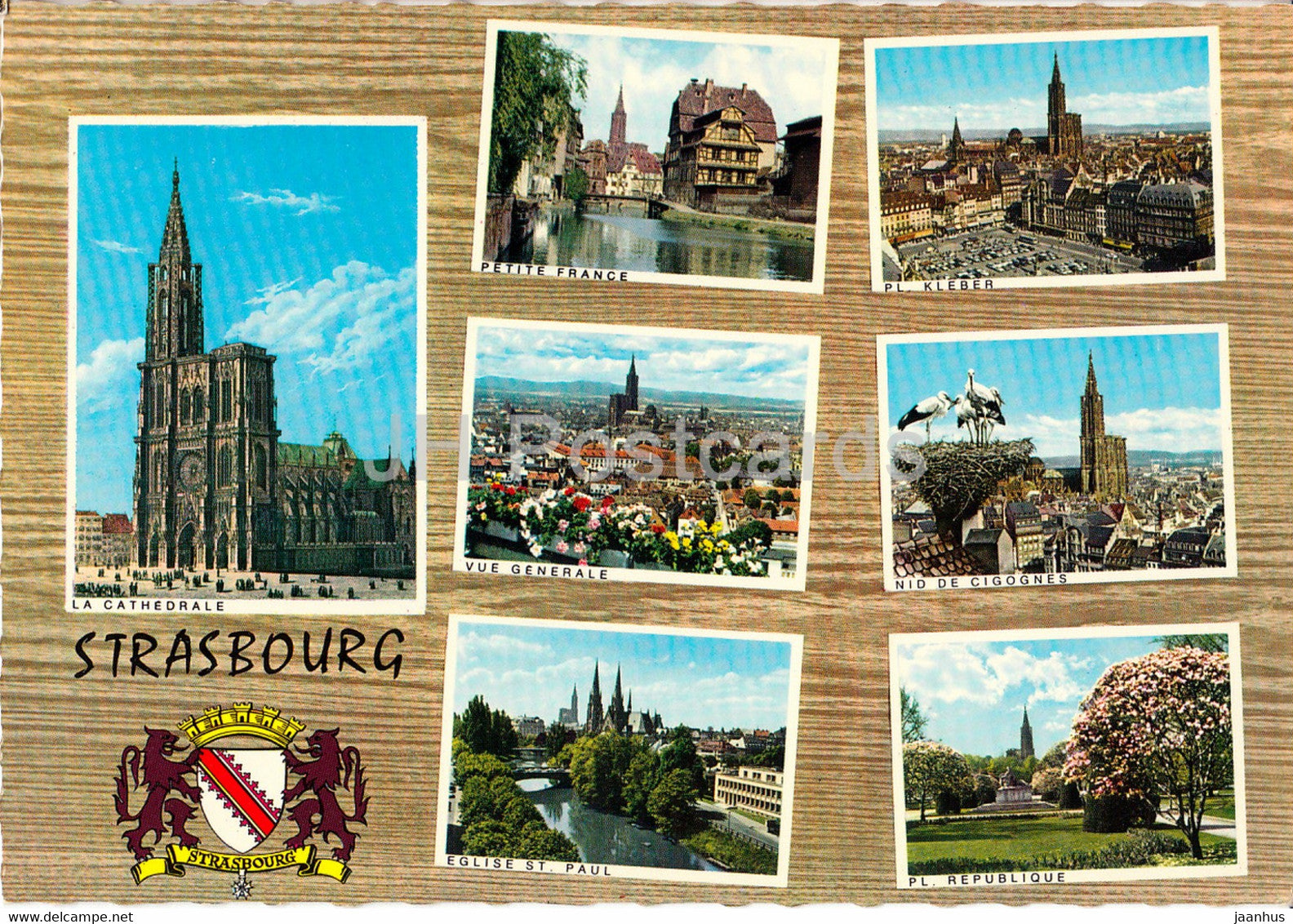 Strasbourg - Petite France - Pl Kleber - Vue Generale - Eglise St Paul - Pl Republique - multiview - France - used - JH Postcards