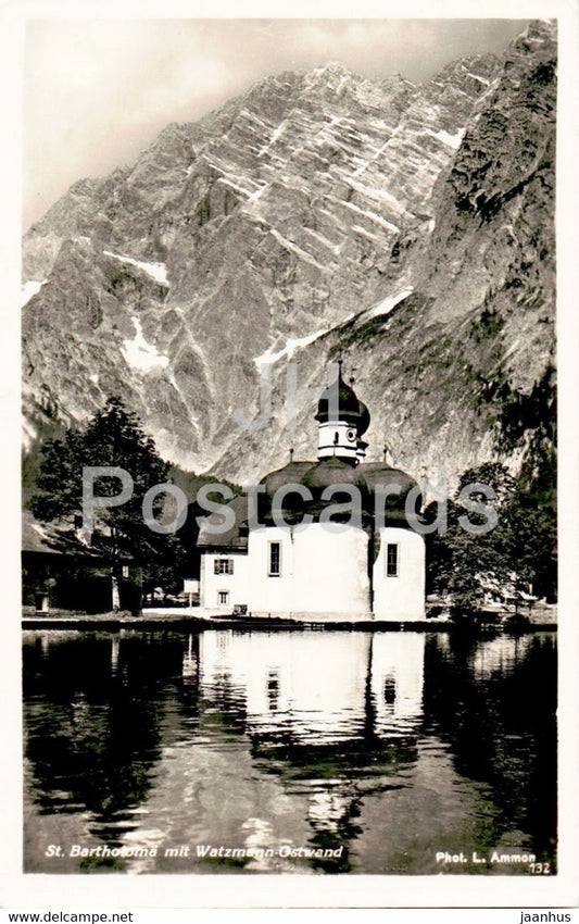 St Bartholoma mit Watzmann Ostwand - church - old postcard - Germany - unused - JH Postcards