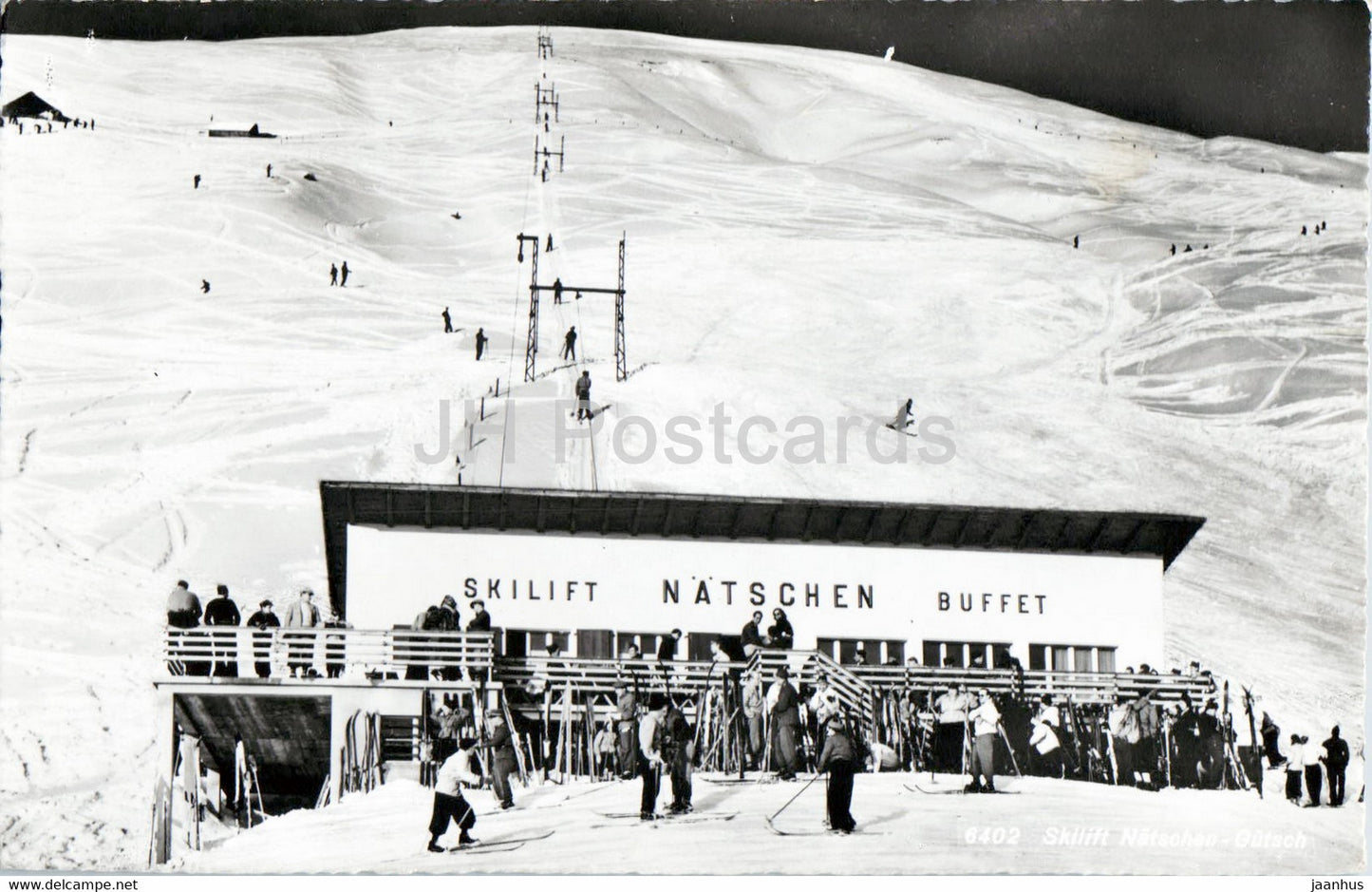 Skilift Natschen Gutsch - Buffet - 6402 - old postcard - 1957 - Switzerland - used - JH Postcards