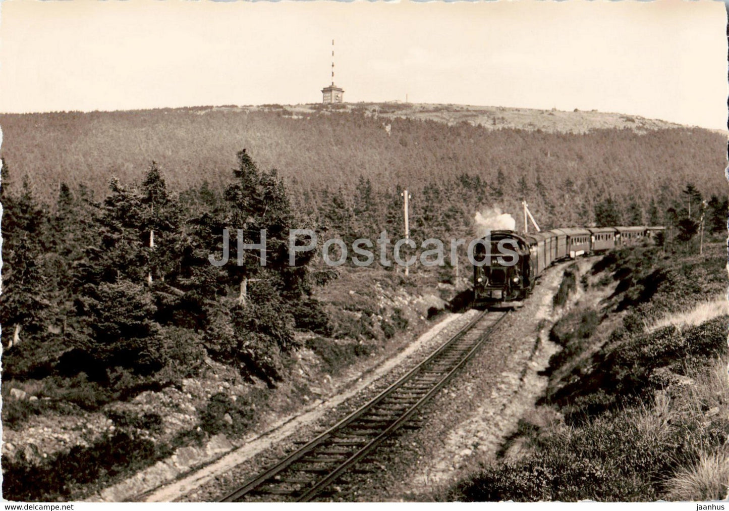 Am Goetheweg - Brocken Hotel - train - railway - locomotive - old postcard - Germany - unused - JH Postcards