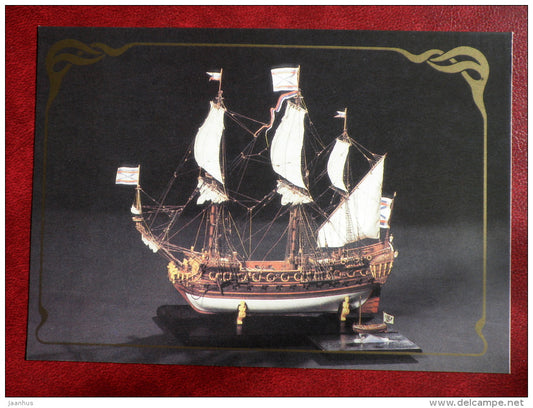 Russian ship of the line Goto Predestinatsia ,  1700 - model ship - 1988 - Russia USSR - unused - JH Postcards