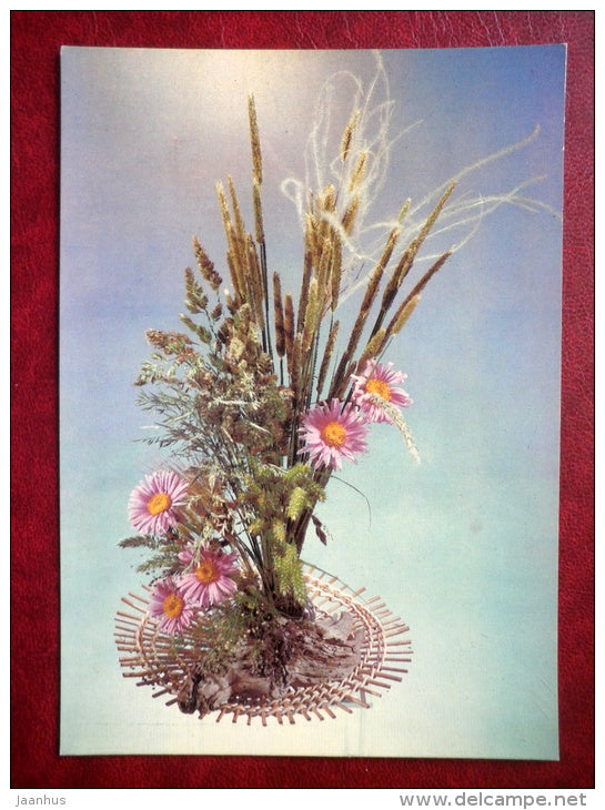 flower composition - flowers - 1984 - Russia USSR - unused - JH Postcards