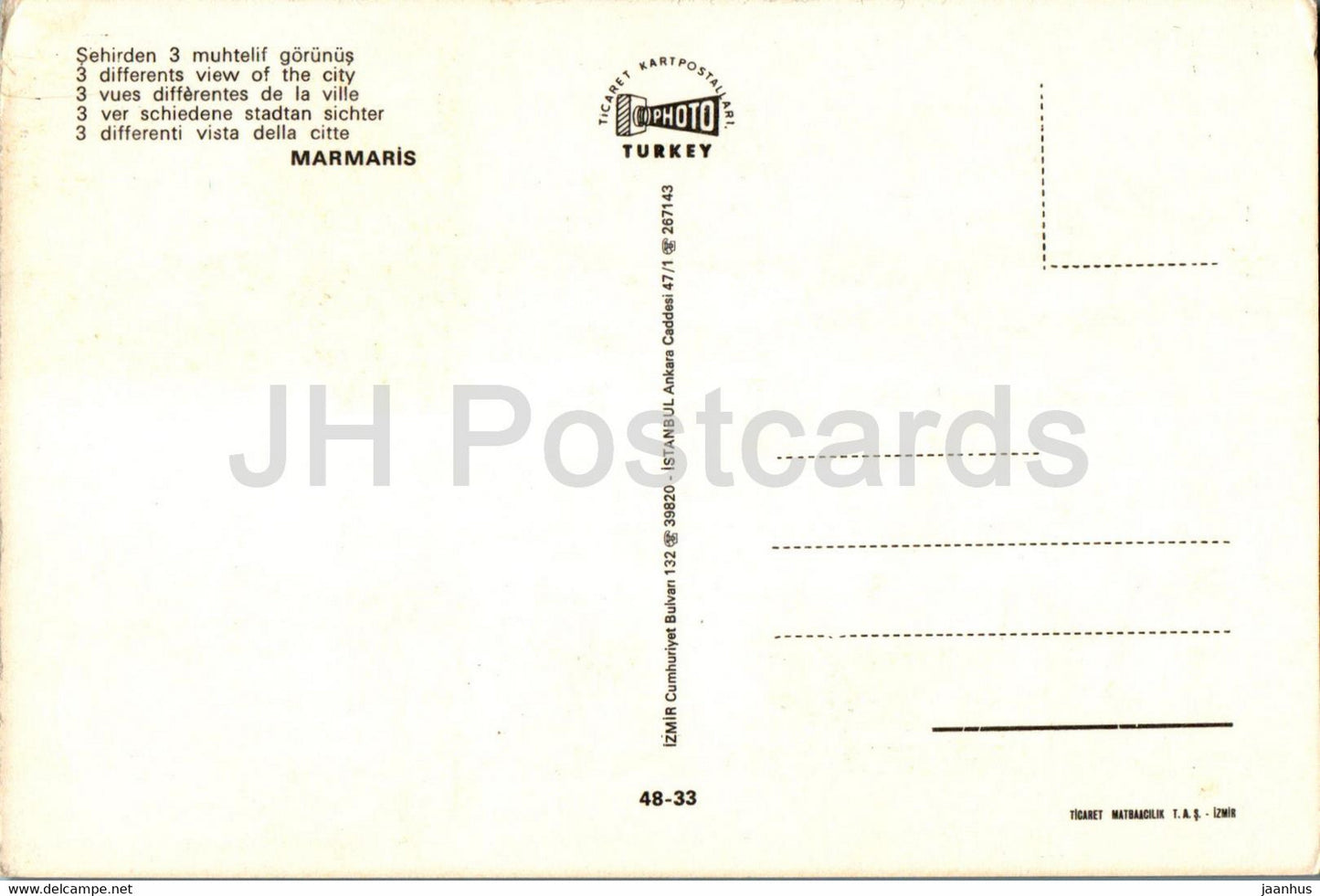 Marmaris - 3 vues différentes de la ville - bateau - 48-33 - Turquie - inutilisé