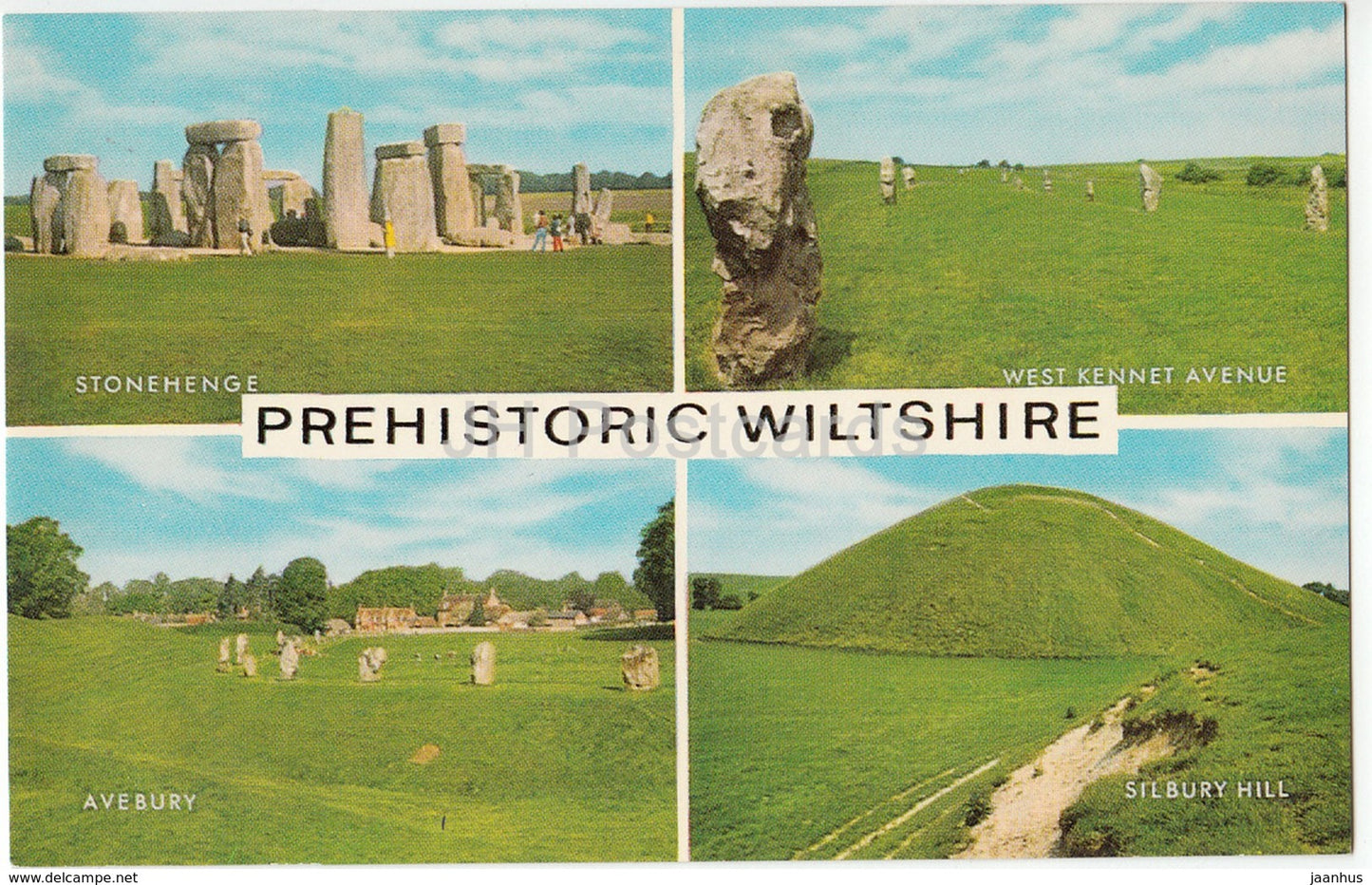 Prehistoric Wiltshire - Stonehenge - West Kennet Avenue - Avebury - Silbury Hill - United Kingdom - England - unused - JH Postcards