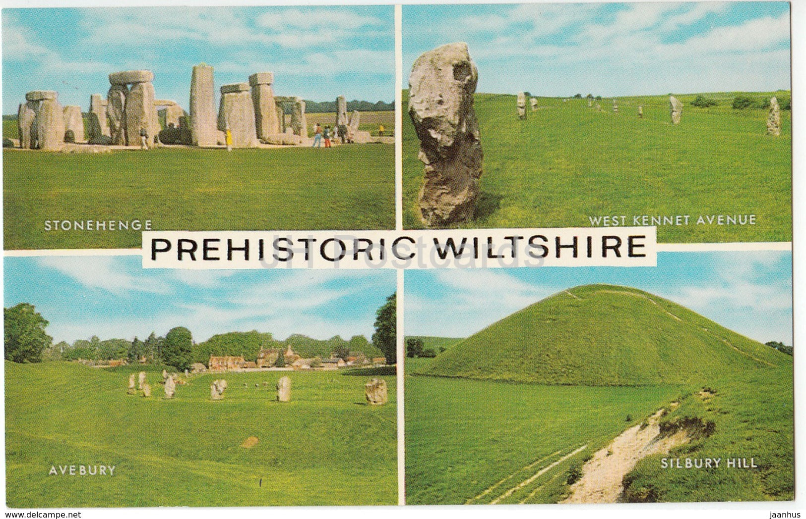 Prehistoric Wiltshire - Stonehenge - West Kennet Avenue - Avebury - Silbury Hill - United Kingdom - England - unused - JH Postcards