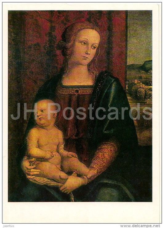 painting by Pietro Perugino - Madonna and Child - Italian art - Russia USSR - 1984 - unused - JH Postcards