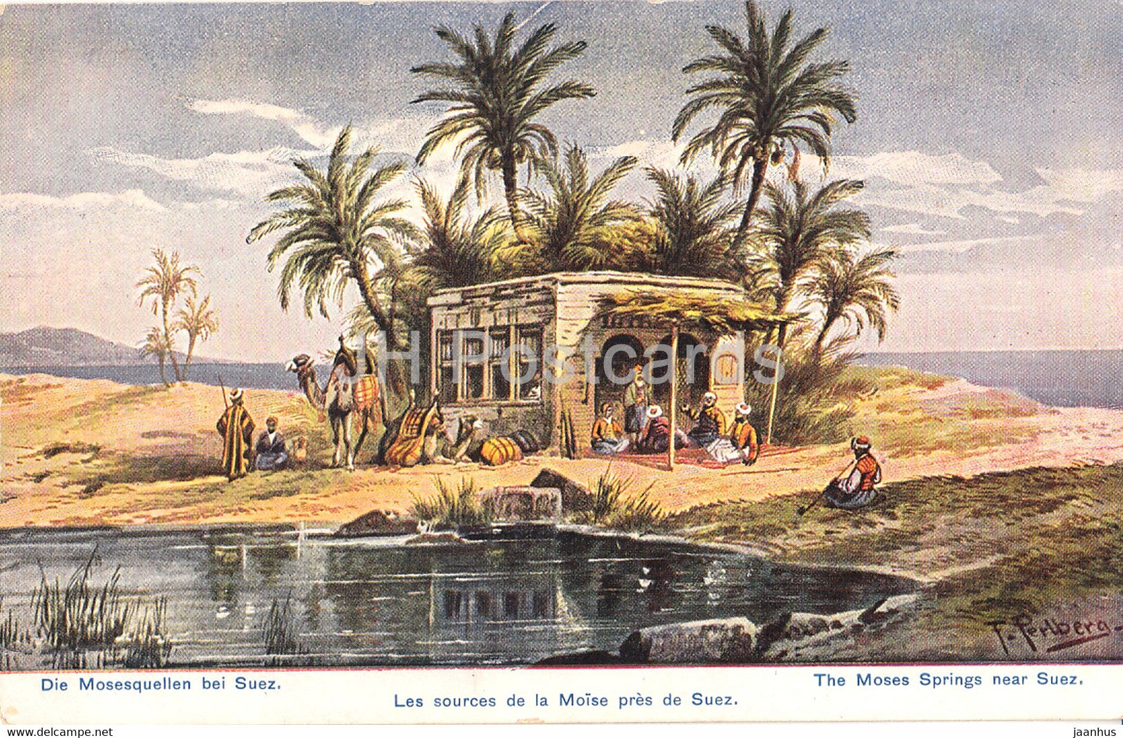 The Moses Springs near Suez - Les Sources de la Moise pres de Suez - illustration - old postcard - Germany - used - JH Postcards