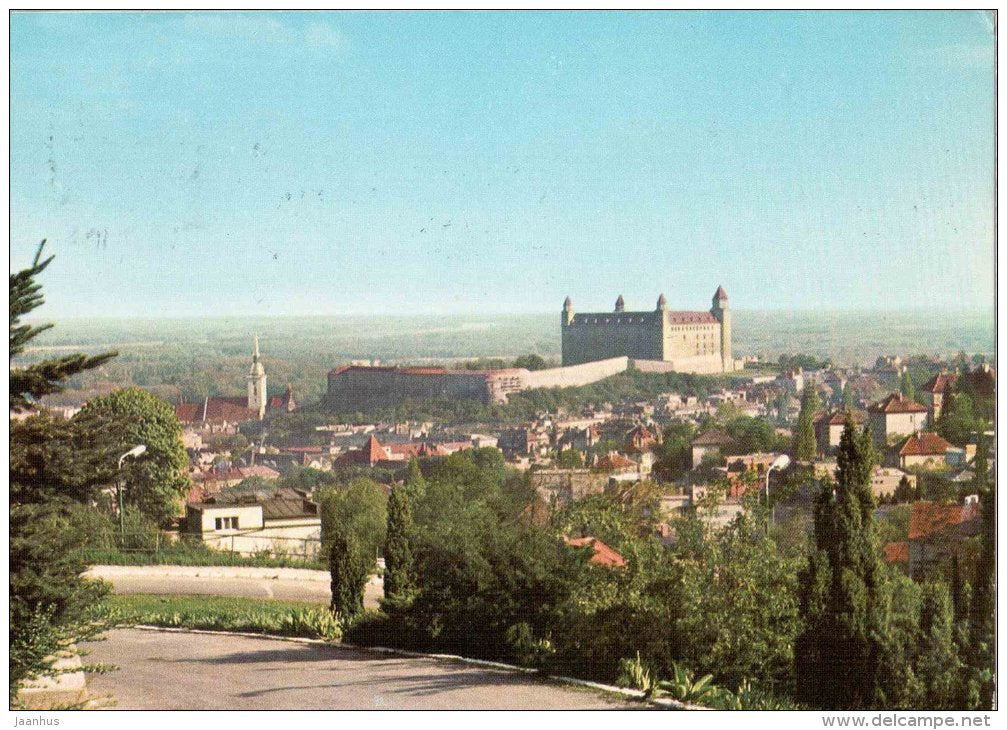 Bratislava - Castle - panorama - Czechoslovakia - Slovakia - used 1974 - JH Postcards