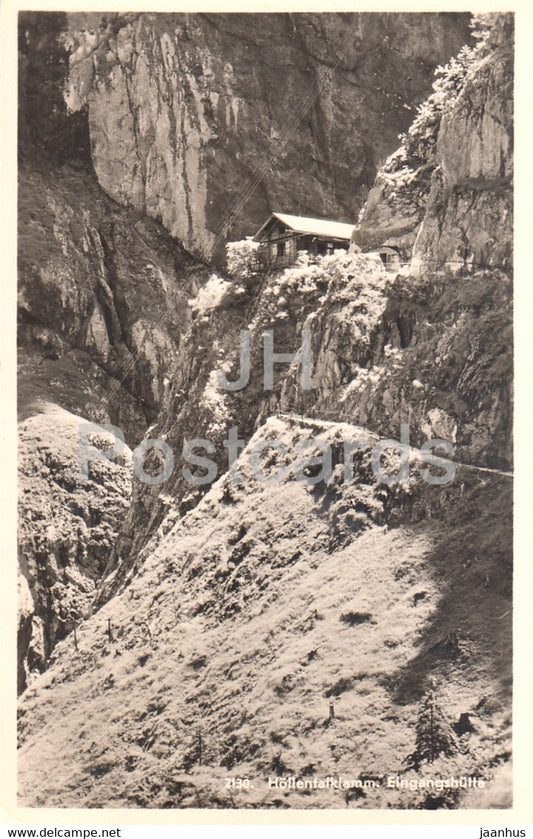 Hollentalklamm - Eingangshutte - 2130 - old postcard - 1950 - Germany - used - JH Postcards