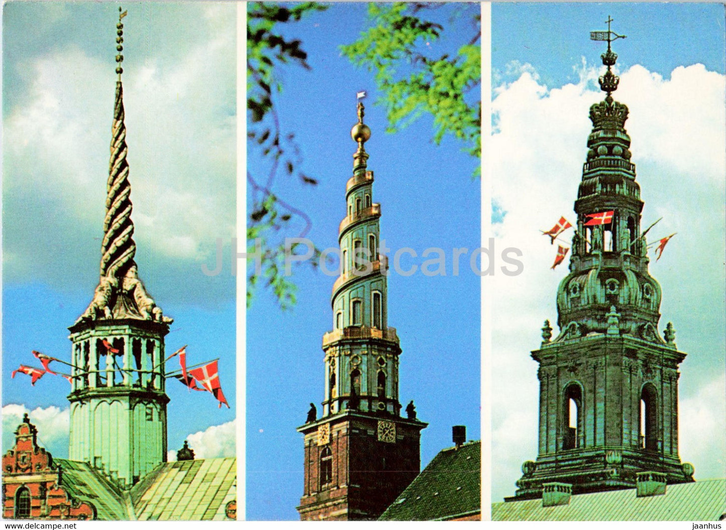 Copenhagen Towers - The Exchange - Our Savior's Church - Christiansborg Palace - Denmark - unused - JH Postcards