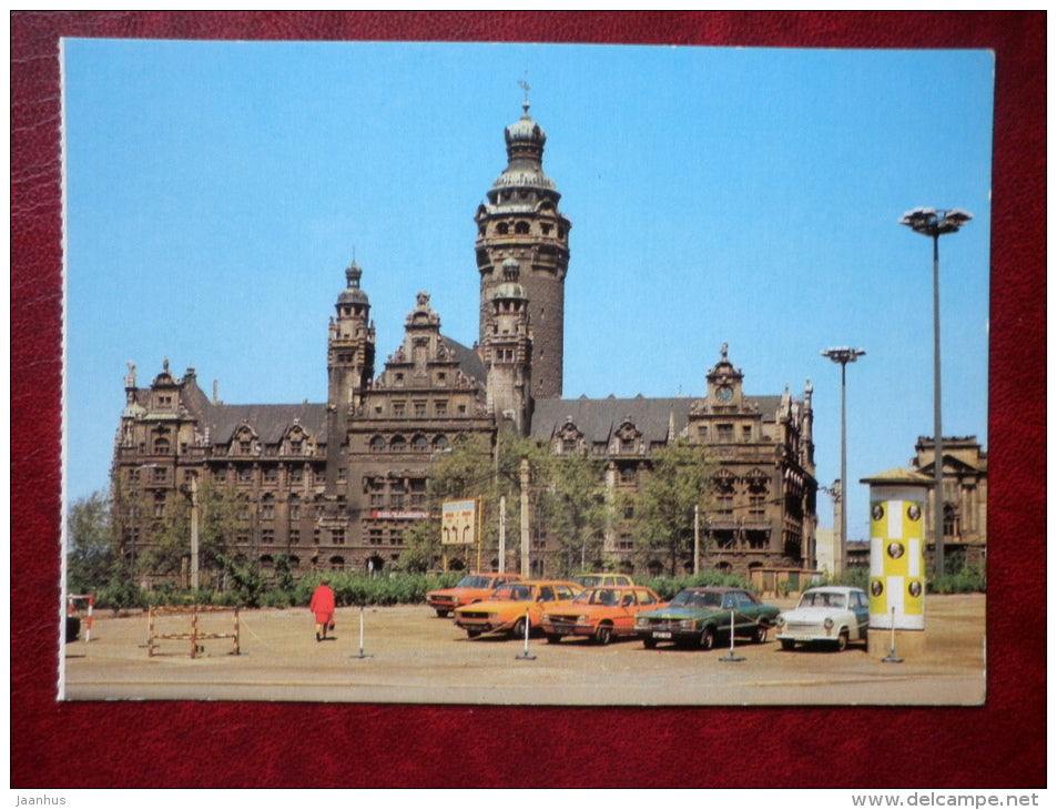 Neues Rathaus - cars - autos - Messestadt Leipzig - Germany - unused - JH Postcards