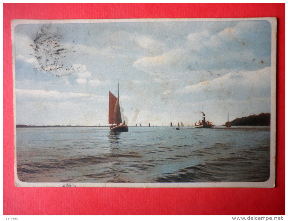 sailing boat - sea - W.D.B. 588 - Germany - sent from St. Petersburg to Reval Estonia Imperial Russia 1913 - JH Postcards