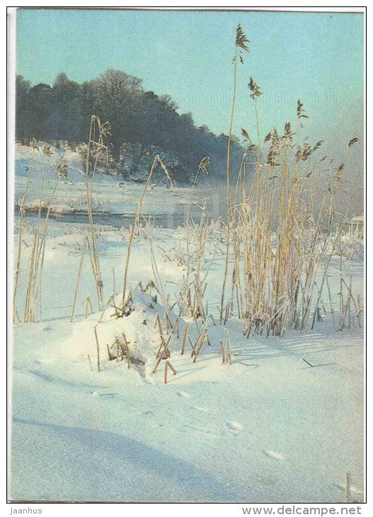 New Year Greeting card - winter view - 1986 - Estonia USSR - used - JH Postcards