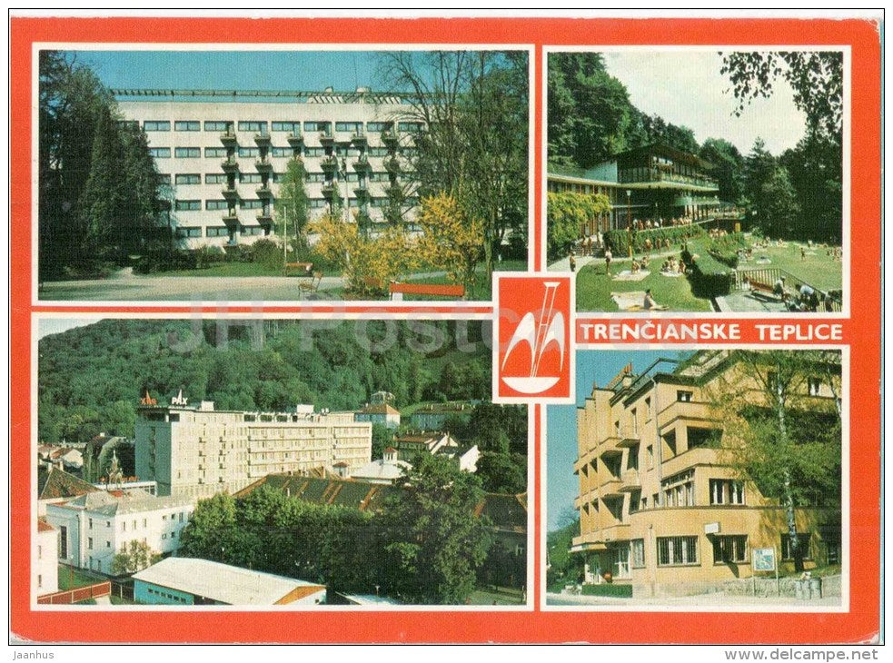 Trencianske Teplice - spa house Machnac - Pax - Post Office Building - Czechoslovakia - Slovakia - used 1977 - JH Postcards