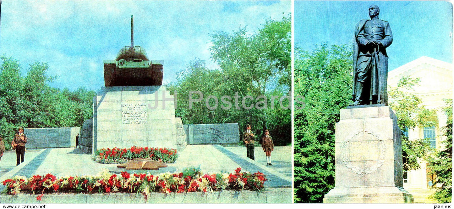 Oryol - tank - monument to general Gurtyev - WWII monument - monuments to Battle of Kursk - 1975 - Russia USSR - unused - JH Postcards