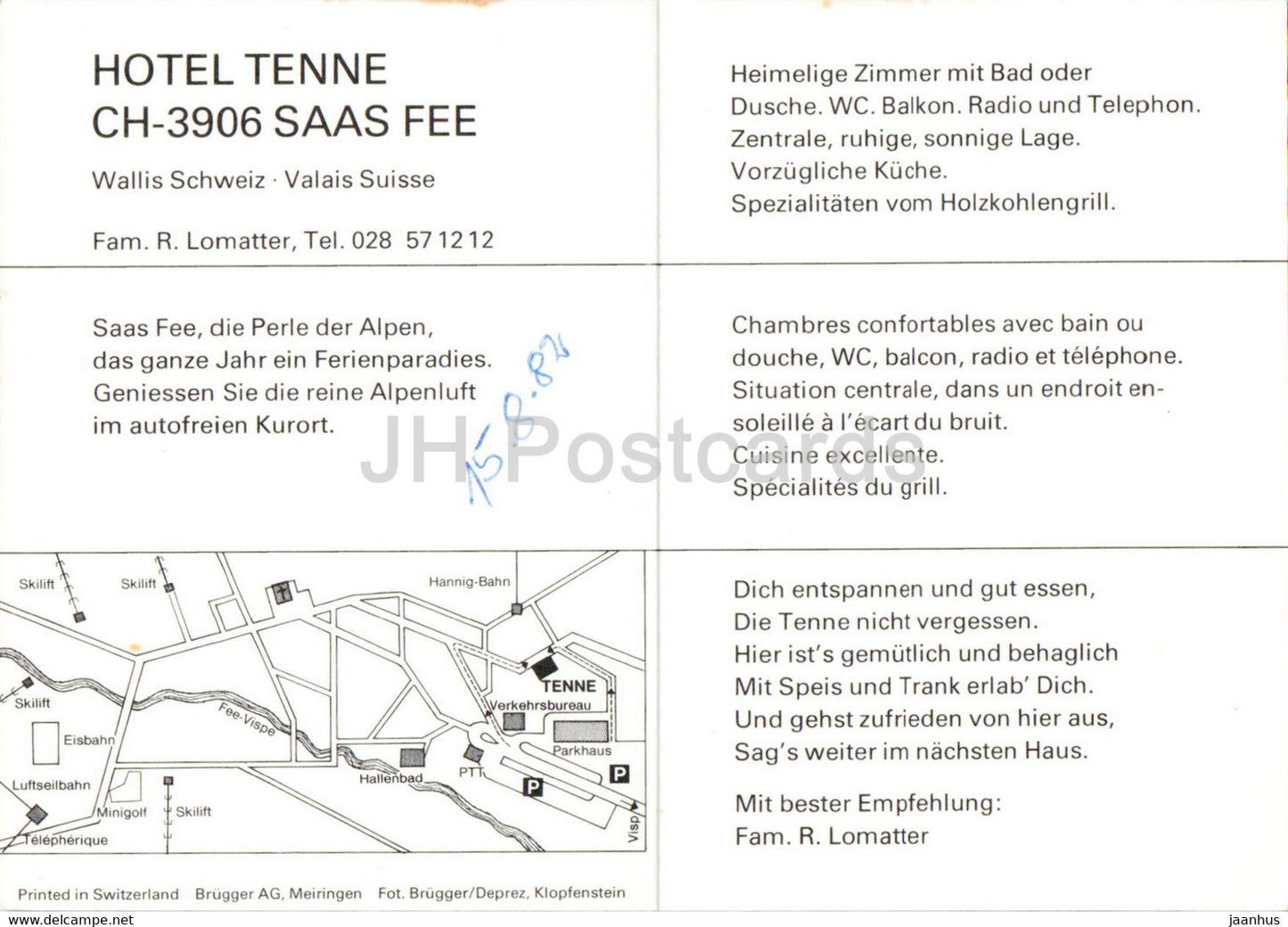 Hotel Tenne - Saas Fee - Schweiz - unbenutzt