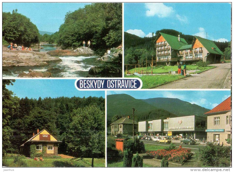 Beskydy Ostravice - river - Recreation center - shoppin center - Czechoslovakia - Czech - used 1984 - JH Postcards