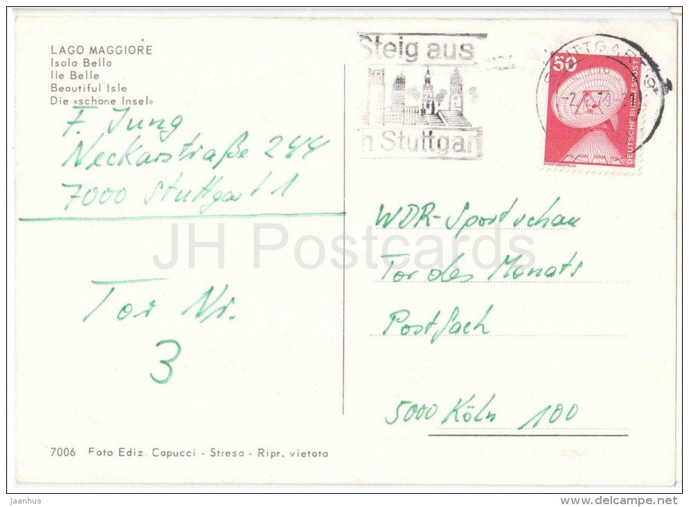 Isola Bella - Lago Maggiore - Piemonte - 7006 - Italia - Italy - circulated in Germany 1979 - JH Postcards