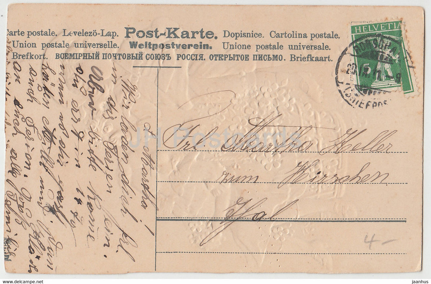 Carte de vœux d'anniversaire - Was im Briefchen steht - fille - garçon - fleurs - 13701 - carte postale ancienne - 1911 - Allemagne - utilisé