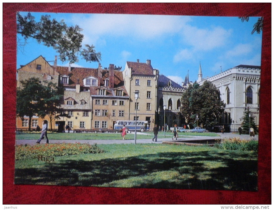 Latvian State Philharmonic Hall - bus - Riga - 1985 - Latvia USSR - unused - JH Postcards