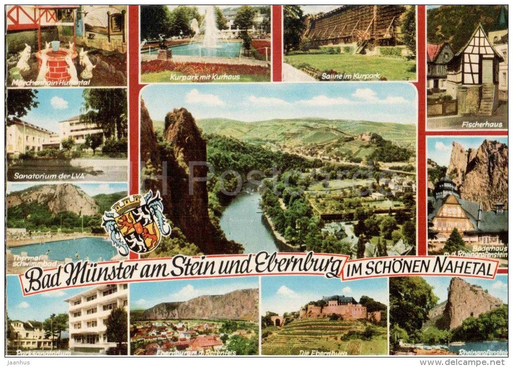 Bad Münster am Stein und Ebernburg im Schönen Nahetal - Kurpark - Fischerhaus - Sanatorium - Germany - ungelaufen - JH Postcards