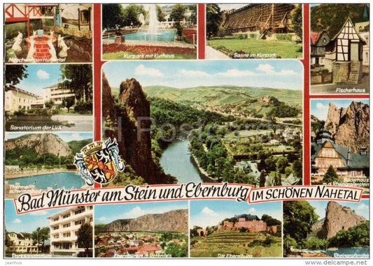 Bad Münster am Stein und Ebernburg im Schönen Nahetal - Kurpark - Fischerhaus - Sanatorium - Germany - ungelaufen - JH Postcards