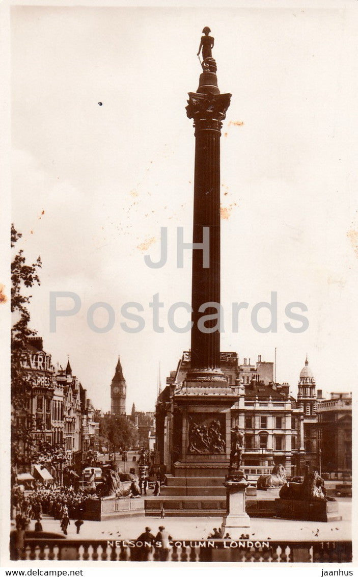 London - Nelson's Column - old postcard - 1933 - England - United Kingdom - used - JH Postcards