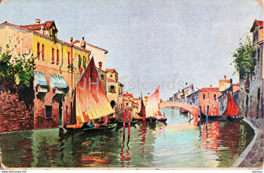 Venezia - Venice - illustration - sailing boat - old postcard - Italy - unused - JH Postcards