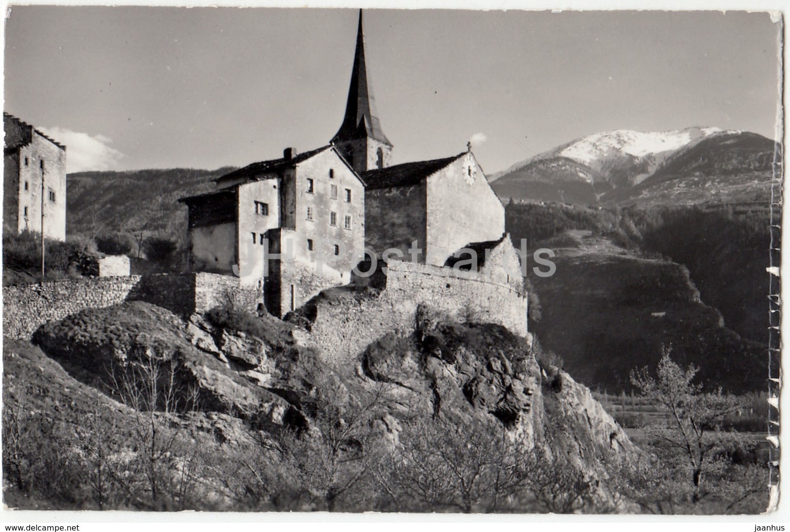 Raron - Pfarrhaus u. Kirche - church - 8679 - Switzerland - 1958 - used - JH Postcards