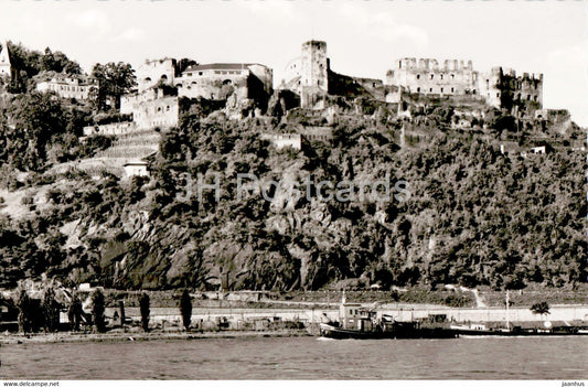 St Goar am Rhein - Burg Rheinfels - boat - old postcard - Germany - unused - JH Postcards