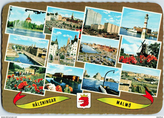 Halsningar Malmo - multiview - 1989 - Sweden - used - JH Postcards