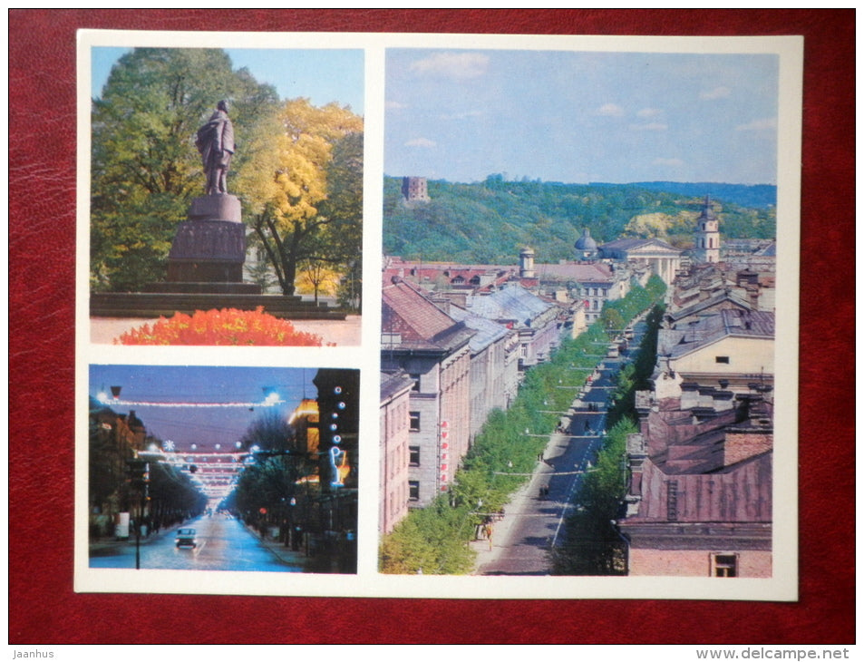 monument to general Chernyakovsky - Lenin Avenue - large format postcard - Vilnius - 1974 - Lithuania USSR - unused - JH Postcards