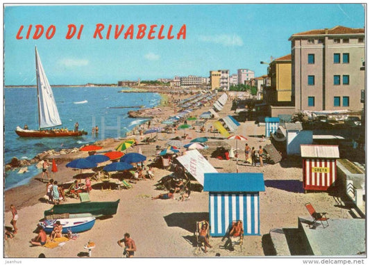 Lido di Rivabella - beach - sailing boat - Emilia-Romagna - 2850 - Italia - Italy - sent from Italy to Germany 1969 - JH Postcards