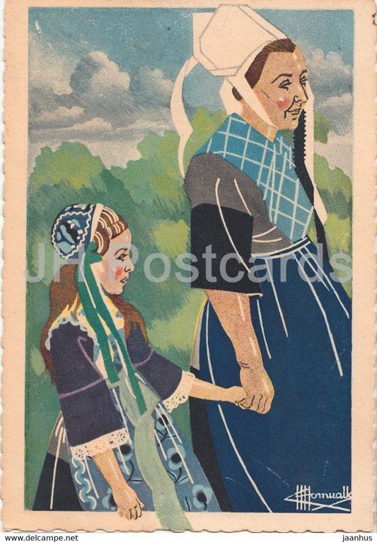 En Parcourant la Bretagne - Charles Homualk - Plougastel - Daoulas - folk costumes - France - unused - JH Postcards