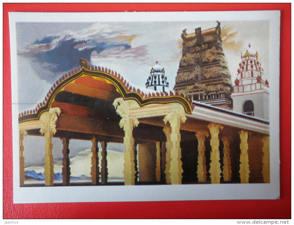 painting by A. Ahaltsev . Hindu Temple . Sri Lanka - russian art - unused - JH Postcards